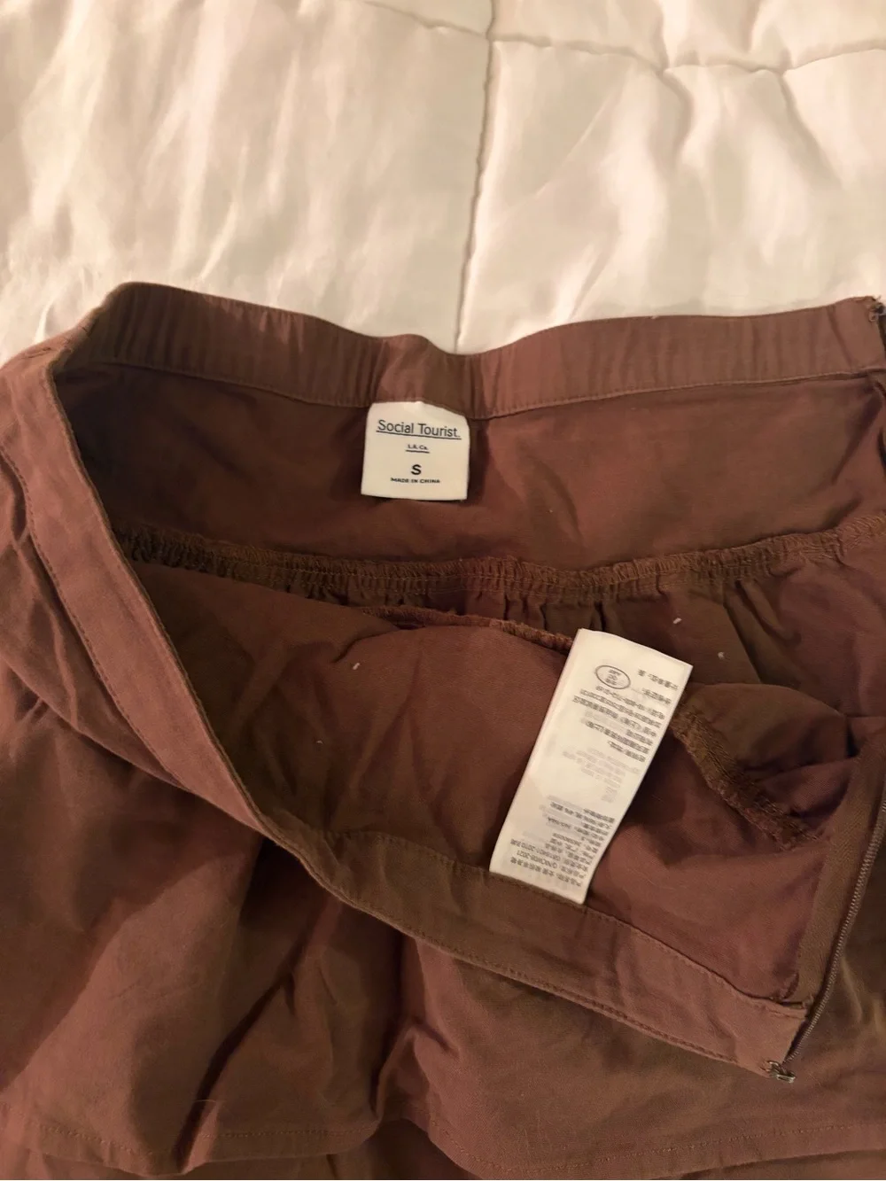 Tiered Brown Mini Skirt with Ruffle Hem